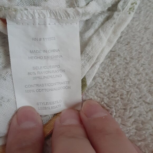 June & Hudson Women's Size L White Tropical Linen Blend Eyelet Off Shoulder Top - Picture 7 of 12